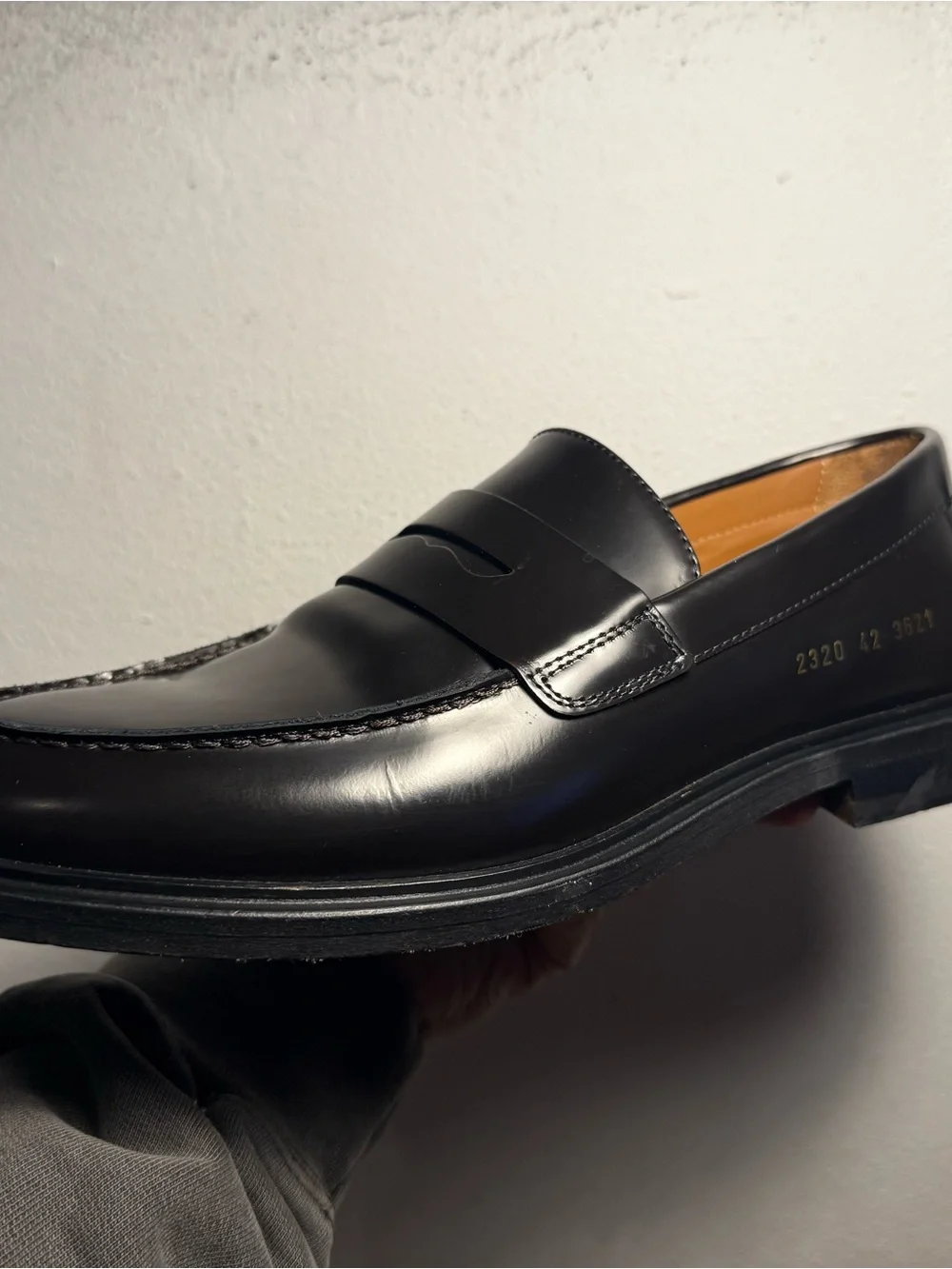 Common Projects Men's Shiny Dark Brown Penny Loafers